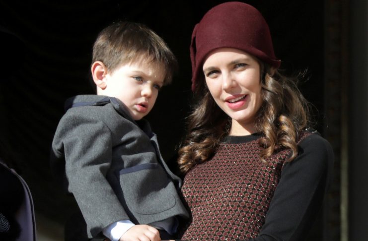 Charlotte Casiraghi, Princess Caroline of Hanover’s daughter, holds her son Raphael during the celebrations marking Monaco’s National Day in Monaco