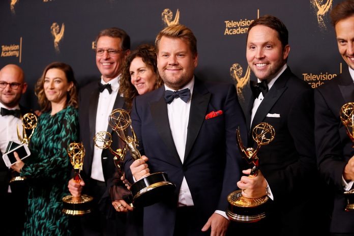 Host James Corden and others from