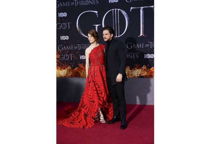 Kit Harington and Rose Leslie arrive for the premiere of the final season of “Game of Thrones” at Radio City Music Hall in New York