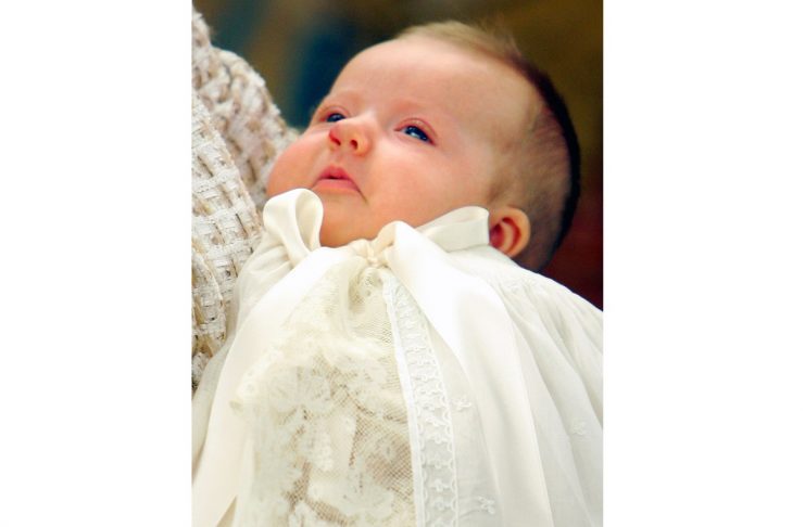 Spain’s Infanta Leonor is held by her mother Princess Letizia during a photo session in Madrid