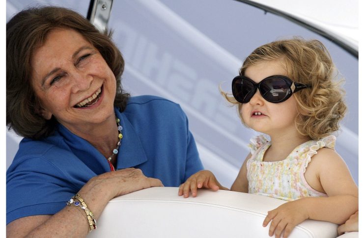 Spanish Queen Sofia and Infanta Leonor watch the the King’s Cup sailing race aboard the yacht “Somni” in Palma de Mallorca