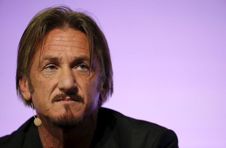 Actor and activist Sean Penn, delivers a speech during the World Climate Change Conference 2015 (COP21) at Le Bourget, near Paris, France