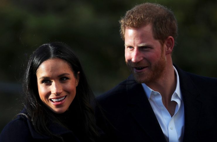 Britain’s Prince Harry and his fiancee Meghan Markle visit a school in Nottingham