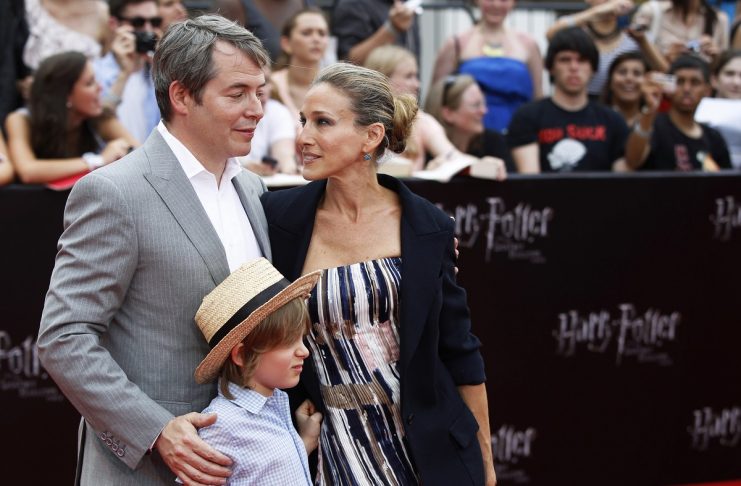 Actress Jessica Parker and her husband, actor Broderick, arrive with their son for the premiere of the film “Harry Potter and the Deathly Hallows: Part 2” in New York
