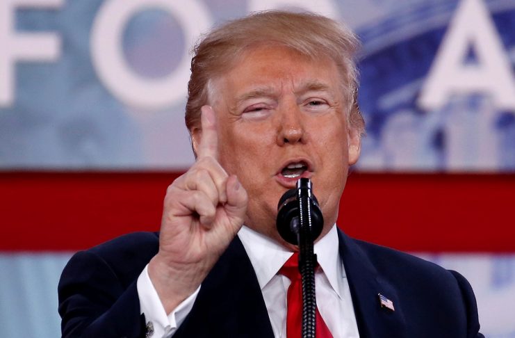 U.S. President Donald Trump speaks at the Conservative Political Action Conference (CPAC) at National Harbor, Maryland