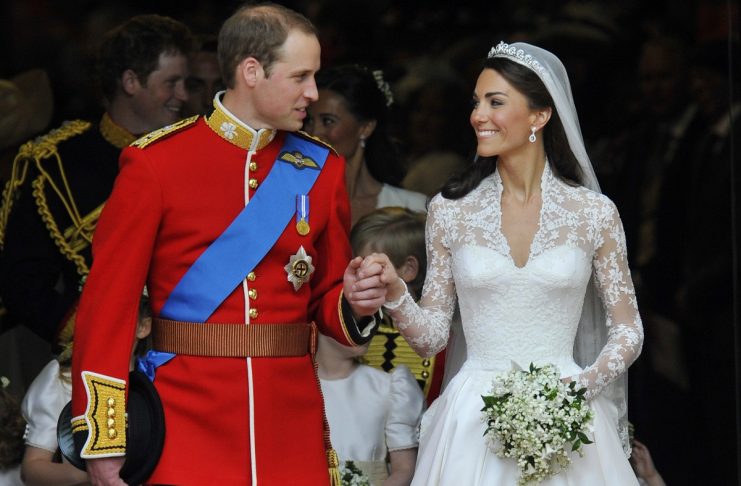 Britain’s Prince William and Catherine, Duchess of Cambridge, look at one another after their wedding ceremony in Westminster Abbey