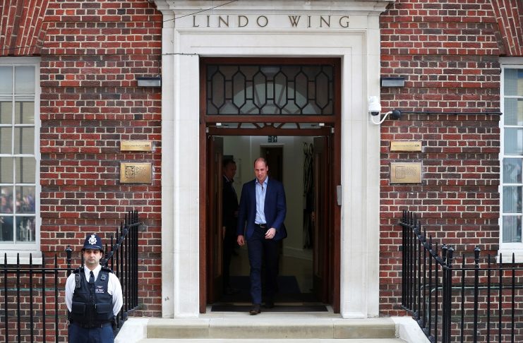 Britain’s Prince William leaves the Lindo Wing of St Mary’s Hospital after his wife Catherine, the Duchess of Cambridge, gave birth to a son, in London