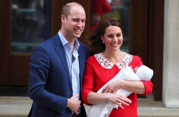 Britain’s Catherine, the Duchess of Cambridge and Prince William leave the Lindo Wing of St Mary’s Hospital with their new baby boy in London