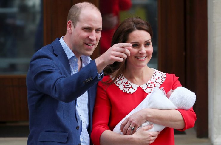 Britain’s Catherine, the Duchess of Cambridge and Prince William leave the Lindo Wing of St Mary’s Hospital with their new baby boy in London