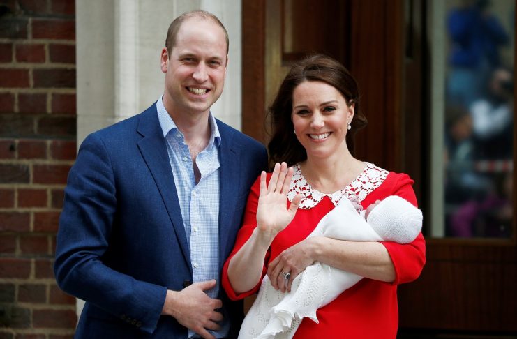 Britain’s Catherine, the Duchess of Cambridge and Prince William leave the Lindo Wing of St Mary’s Hospital with their new baby boy in London
