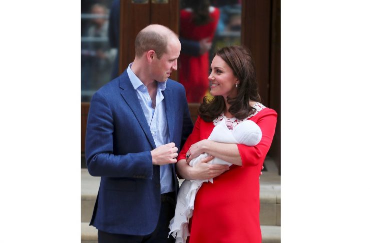 Britain’s Catherine, the Duchess of Cambridge and Prince William leave the Lindo Wing of St Mary’s Hospital with their new baby boy in London