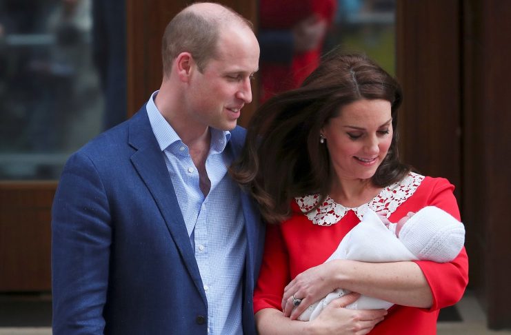 Britain’s Catherine, the Duchess of Cambridge and Prince William leave the Lindo Wing of St Mary’s Hospital with their new baby boy in London