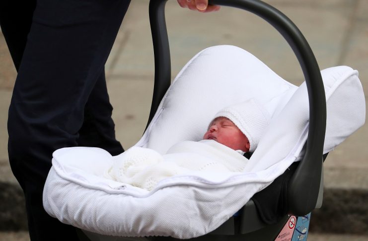Britain’s Catherine, the Duchess of Cambridge and Prince William leave the Lindo Wing of St Mary’s Hospital with their new baby boy in London