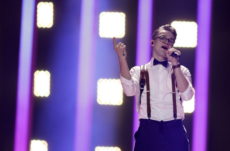 Czech Republics Mikolas Josef performs Lie to Me during the dress rehearsal of Semi-Final 1 for Eurovision Song Contest 2018 at the Altice Arena hall in Lisbon
