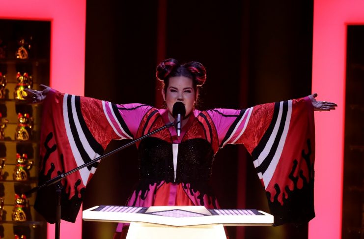 sraels Netta performs Toy during the dress rehearsal of Semi-Final 1 for Eurovision Song Contest 2018 at the Altice Arena hall in Lisbon