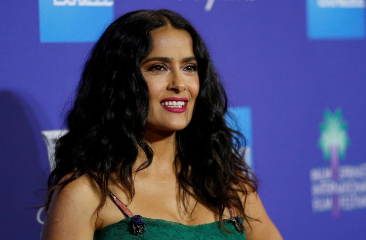 Actor Hayek poses at the 29th Annual Palm Springs International Film Festival Awards Gala in Palm Springs