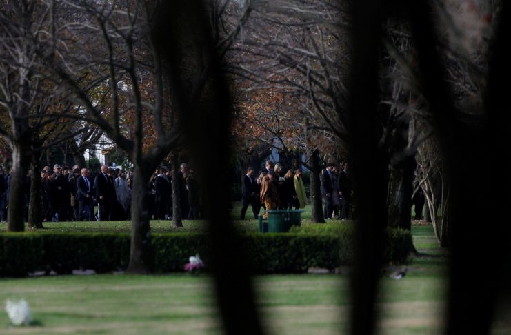 Queen Maxima and King Willem-Alexander of the Netherlands walk at the funeral ceremony for the Queen’s sister Ines Zorreguieta
