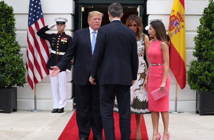 U.S. President Trump welcomes Spain’s King Felipe VI and Queen Letizia at the White House in Washington