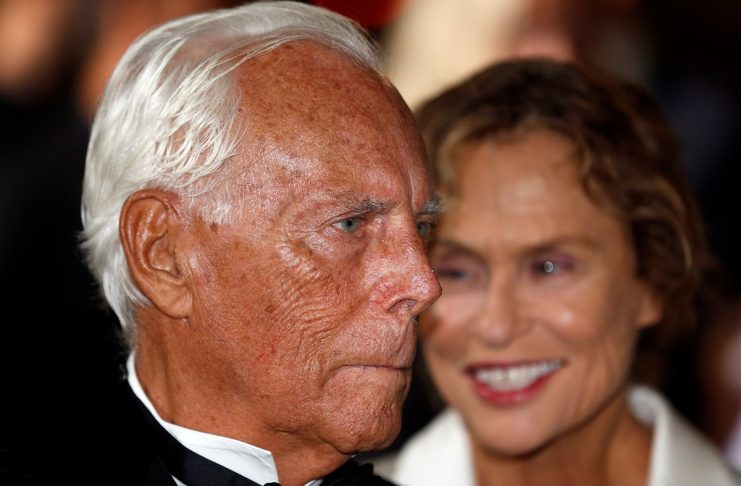 Italian designer Giorgio Armani arrives at the “Green carpet Fashion Awards” event during the Milan Fashion Week in Milan