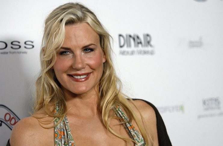 Daryl Hannah poses as she arrives at the Odd Molly Spring/Summer 2008 fashion show in West Hollywood