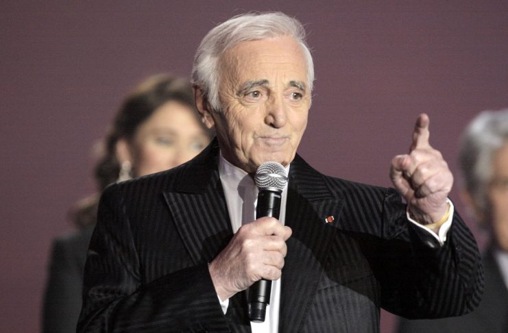 Singer Charles Aznavour presides over the 25th Victoires de la Musique French music awards ceremony in Paris