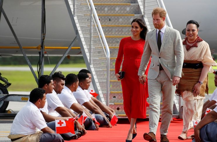 Britain’s Prince Harry and Meghan, Duchess of Sussex, in Tonga