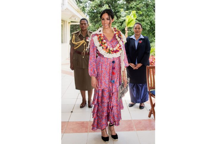 Meghan, Duchess of Sussex, attends a morning tea reception at the British High Commissioner’s Residence