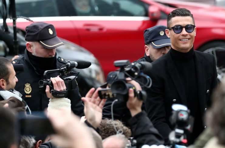 Portugal’s soccer player Cristiano Ronaldo arrives to appear in court on a trial for tax fraud in Madrid