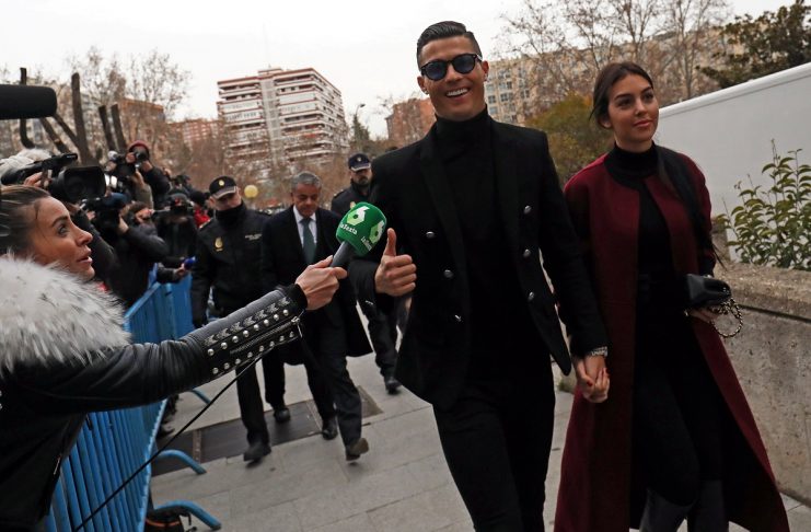 Portugal’s soccer player Cristiano Ronaldo arrives to appear in court on a trial for tax fraud in Madrid