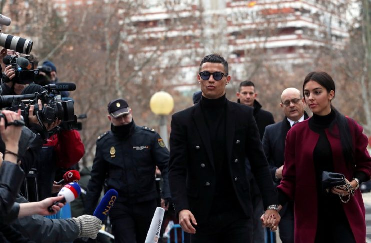 Portugal’s soccer player Cristiano Ronaldo arrives to appear in court on a trial for tax fraud in Madrid