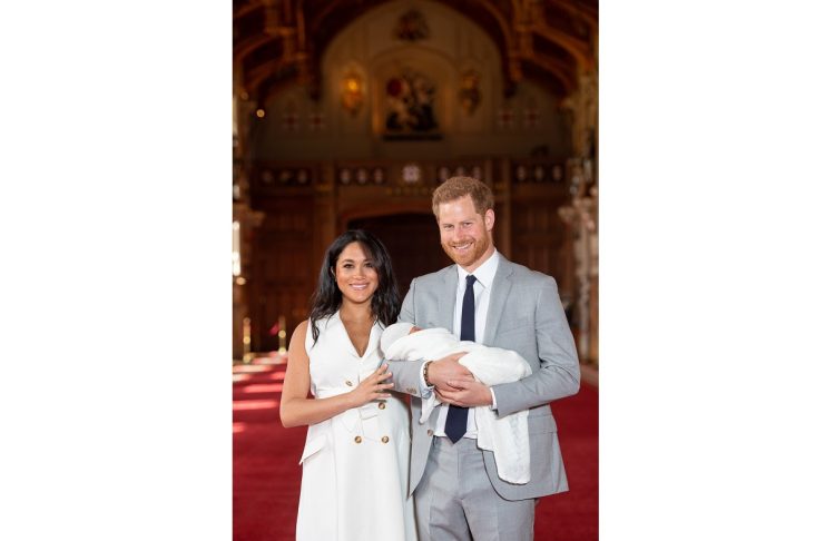 Britain’s Prince Harry and Meghan, Duchess of Sussex are seen with their baby son at Windsor Castle