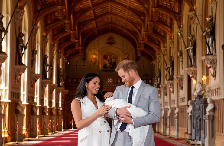 Britain’s Prince Harry and Meghan, Duchess of Sussex are seen with their baby son at Windsor Castle