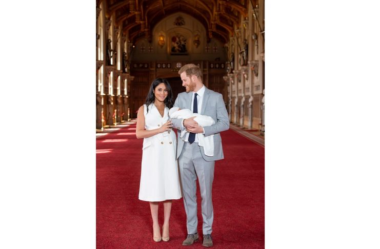 Britain’s Prince Harry and Meghan, Duchess of Sussex are seen with their baby son at Windsor Castle