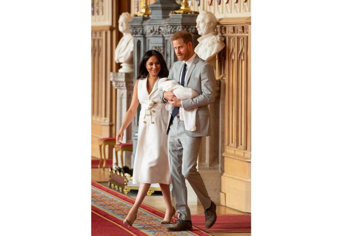 Britain’s Prince Harry and Meghan, Duchess of Sussex are seen with their baby son at Windsor Castle