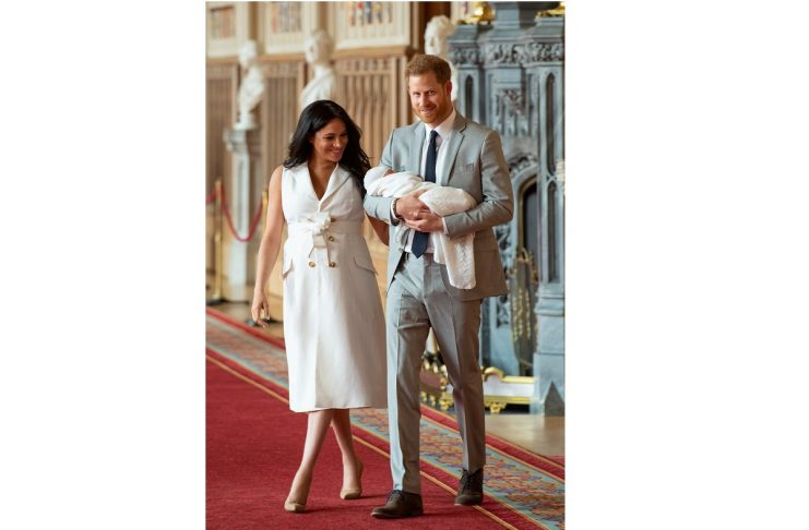Britain’s Prince Harry and Meghan, Duchess of Sussex are seen with their baby son at Windsor Castle