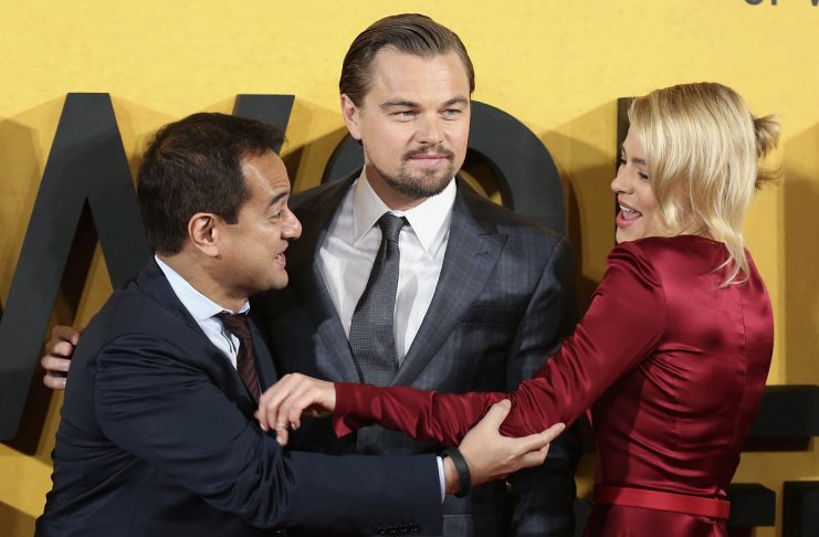 Producer Riza Aziz and cast members Leonardo DiCaprio and Margot Robbie arrive for U.K. Premiere of The Wolf of Wall Street in London