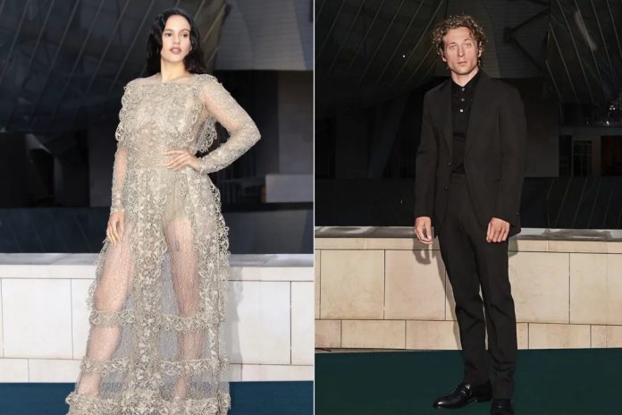 Rosalía e Jeremy Allen White chegaram separados, mas mostraram-se apaixonados durante a festa